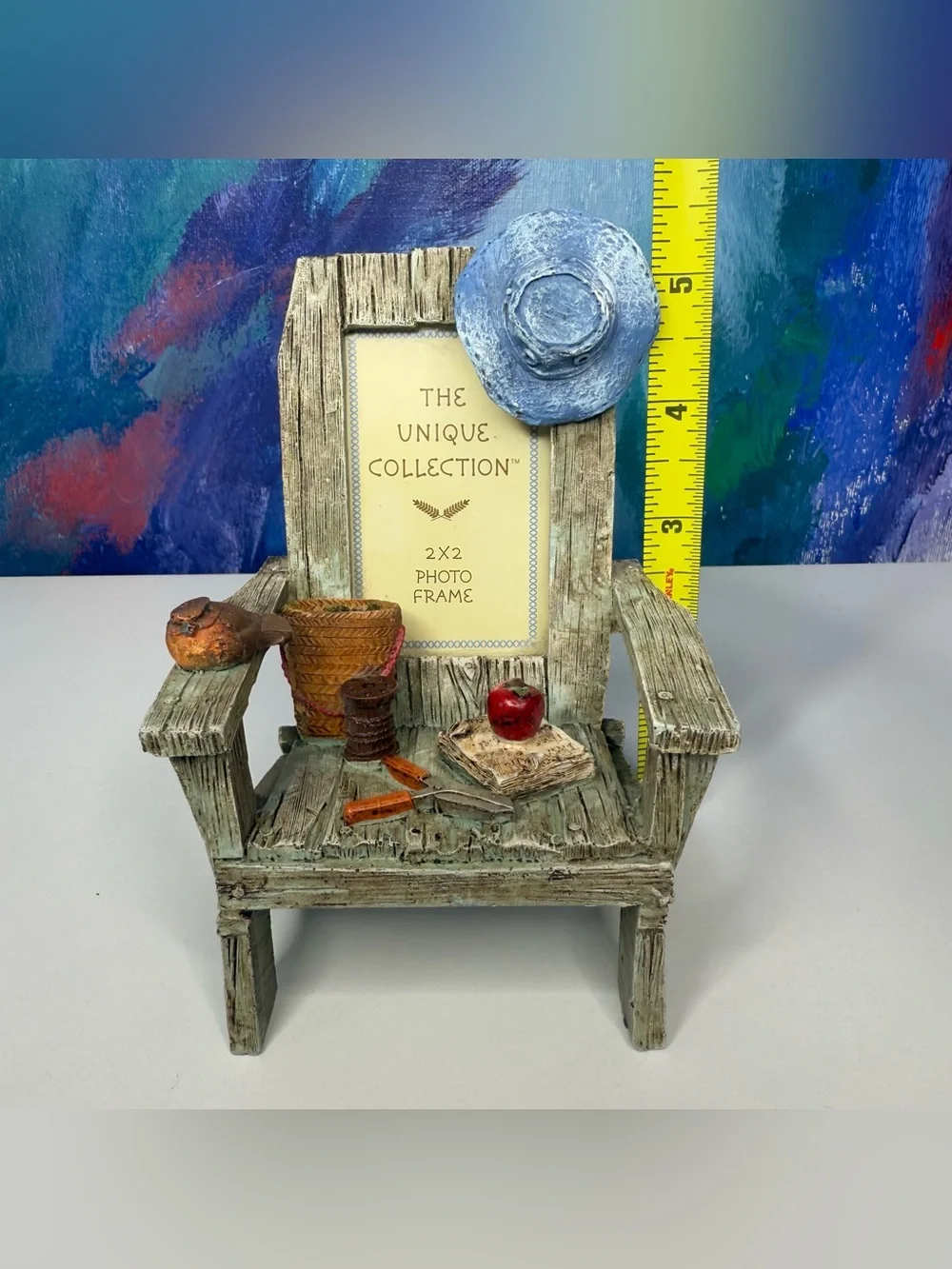 Gardening Chair Picture Frame Adirondack Beach Backyard Mini 2x2 Photo Vintage